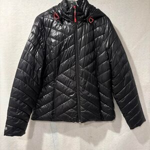 Tek Gear Women's Large Black Puffer Jacket With Hood